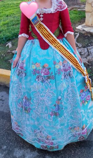 Traje de Fallera niña turquesa 