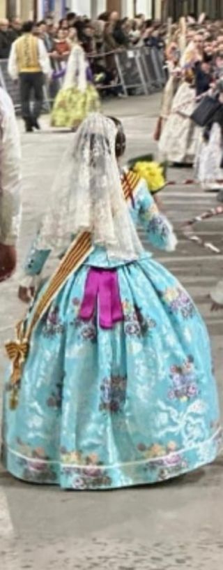 Traje de Fallera niña turquesa 