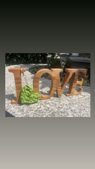 Portachiavi cuore uncinetto verde