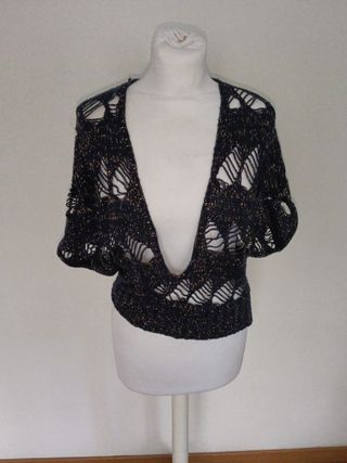 Top Bershka azul con brillos - M