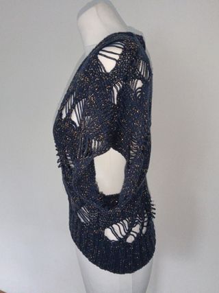 Top Bershka azul con brillos - M