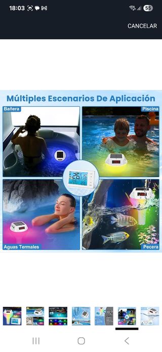 Termómetro Solar Piscina LED con pantalla nueva