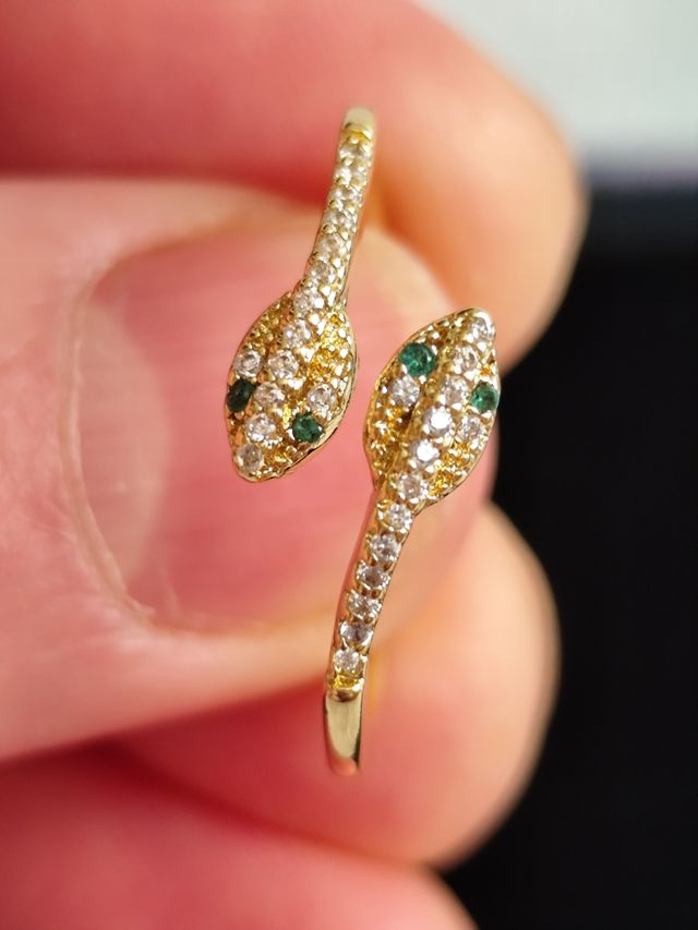 Anello a forma di serpente in argento 925 placcato in oro 18k