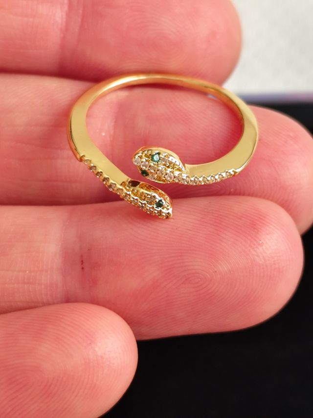 Anello a forma di serpente in argento 925 placcato in oro 18k
