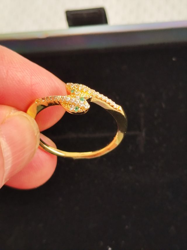 Anello a forma di serpente in argento 925 placcato in oro 18k