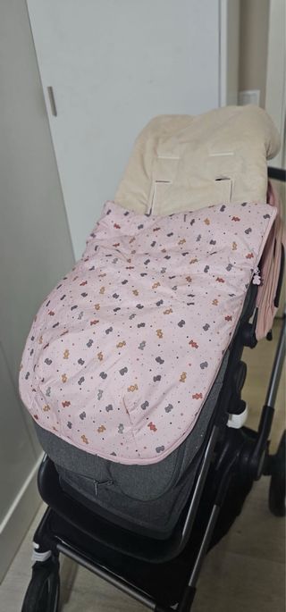 Saco carrito bebé rosa-gris