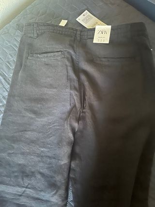 Pantalón Zara Hombre Algodón Negro M