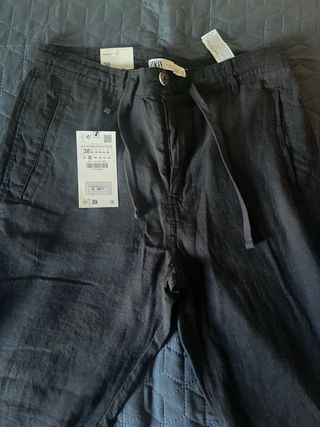 Pantalón Zara Hombre Algodón Negro M