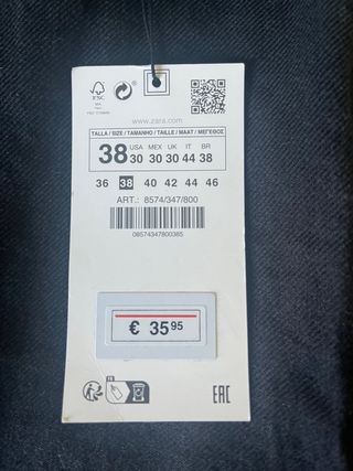 Pantalón Zara Hombre Algodón Negro M