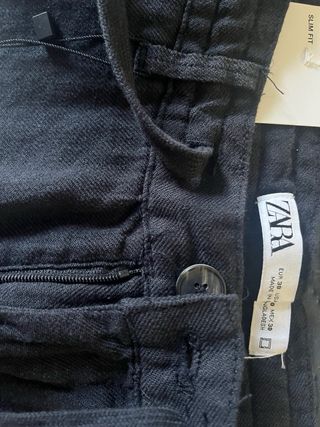 Pantalón Zara Hombre Algodón Negro M