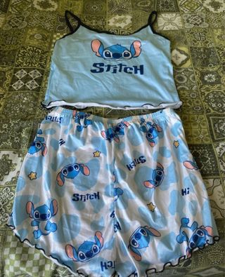 Pijama Corto Stitch - Azul y Blanco