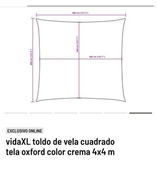 Toldo vela 4x4m beige vidaXL
