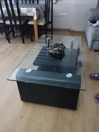 Mesita centro cristal negra