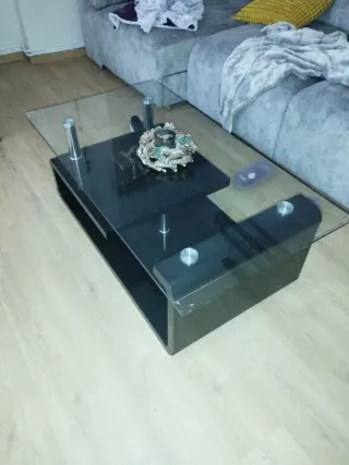 Mesita centro cristal negra