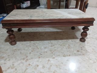Mesita centro mármol-madera