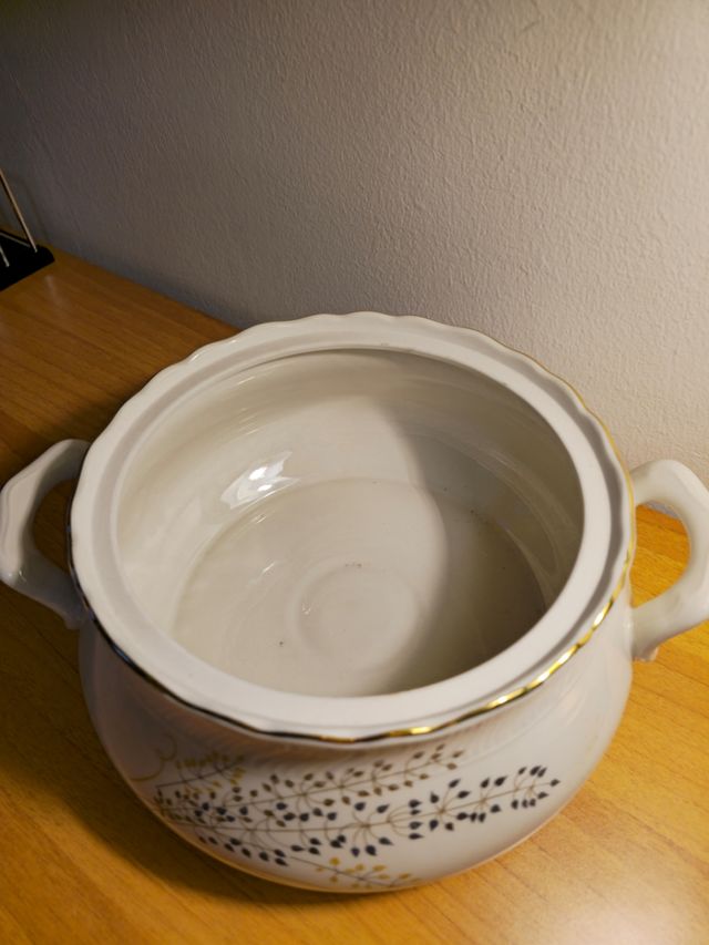 Zuppiera porcellana bianca e oro