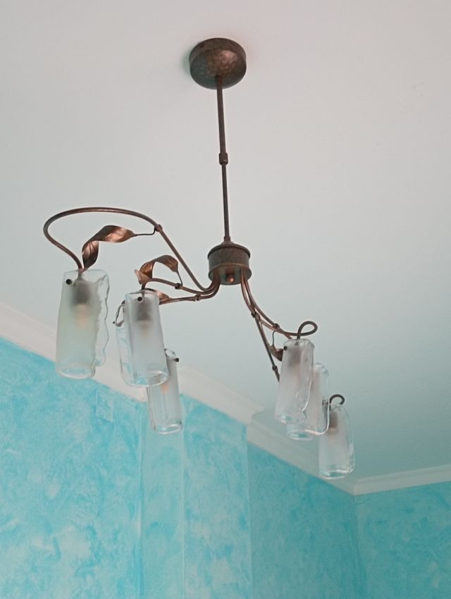 Lamparas vintage de metal y cristal