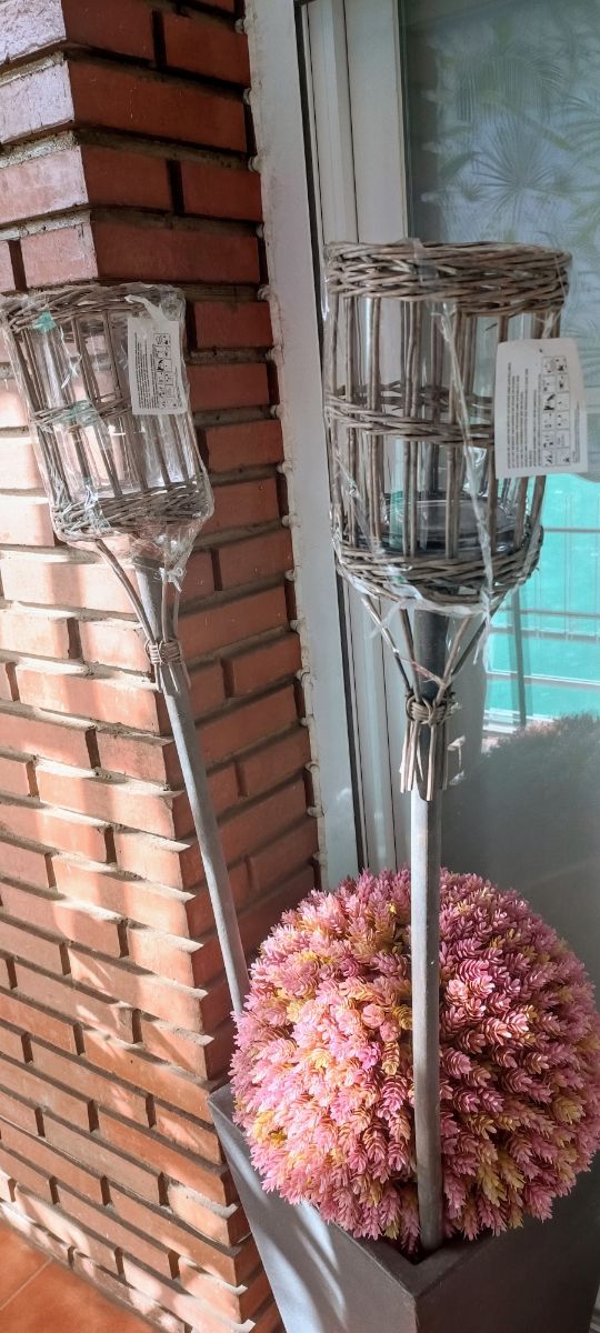 ANTORCHAS JARDÍN- Cristal y mimbre