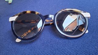 Gafas sol redondas marrón-blanco-jaspe