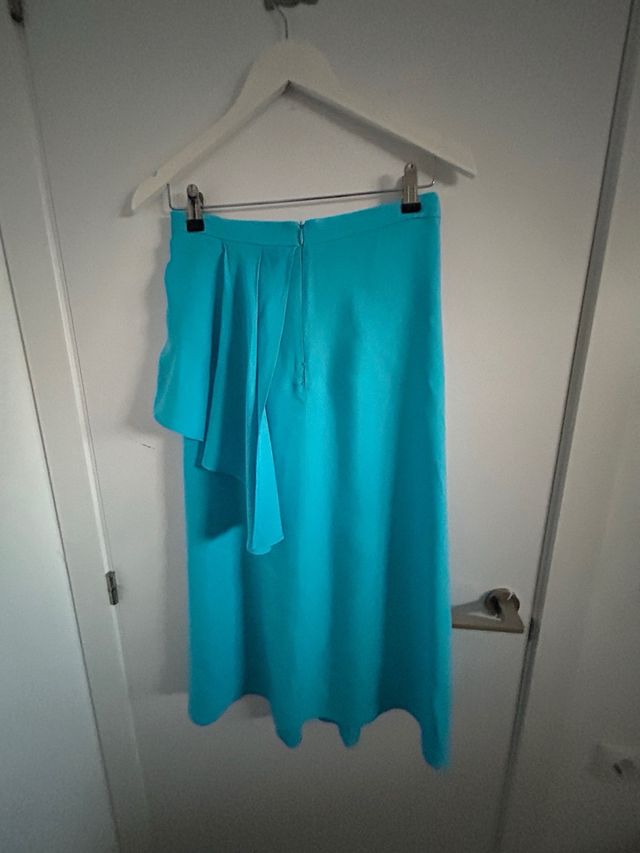 Falda midi turquesa