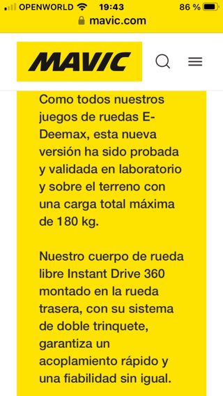 Rueda trasera Mavic EDeemax 27.5 XD 6T 35mm