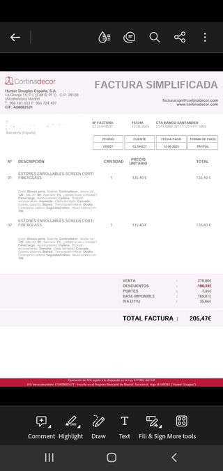 2 tende a rullo con schermo bianco perla 120x80cm