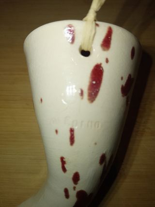 Corno Ceramica Decorativo Rosso-Bianco