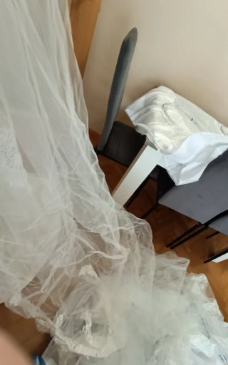 Vestido novia blanco roto - velo largo con bordado