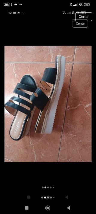 Sandalias cuña negras sin uso