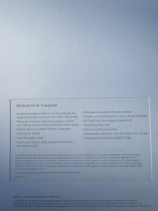 MacBook Air 13" 2017 Plata