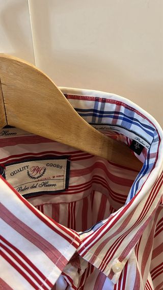 Camisa Pedro del Hierro rayas rojas 
manga corta