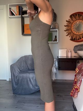 Vestito lungo verde oliva