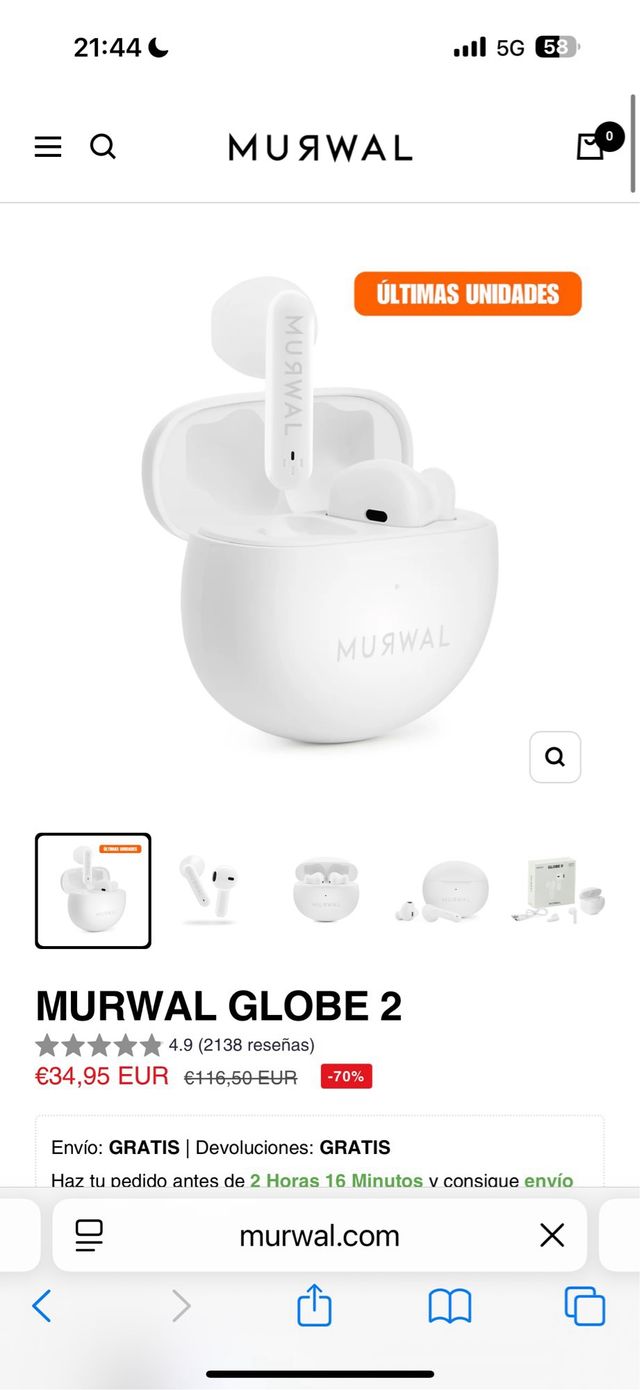 AirPods MURWAL Globe 2 non utilizzati