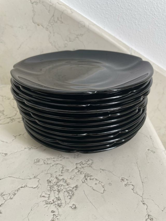 12 Piattini Dessert o frutta Neri 