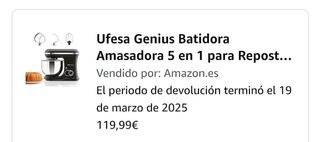 Batidora amasadora Ufesa Genius Nueva.