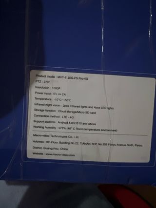 Cámara seguridad 4G PTZ 1080P