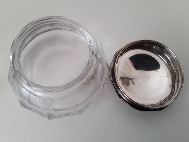 Juego tocador antiguo cristal y metal