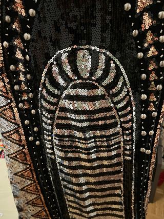 Vestido negro lentejuelas multicolor