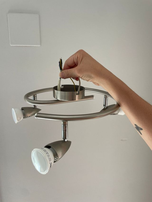 Lámpara techo 3 focos - metal plata