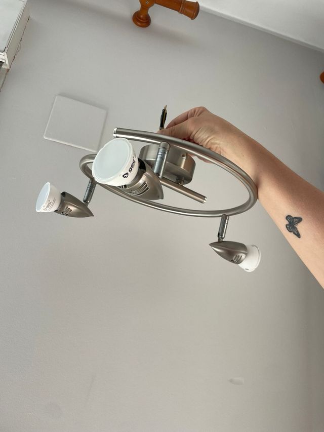 Lámpara techo 3 focos - metal plata