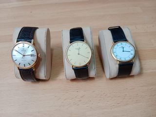 3 Relojes Oro 18k: Omega, Longines, Baumer  