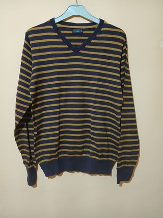 Jersey rayas naranja y fondo marrón - S