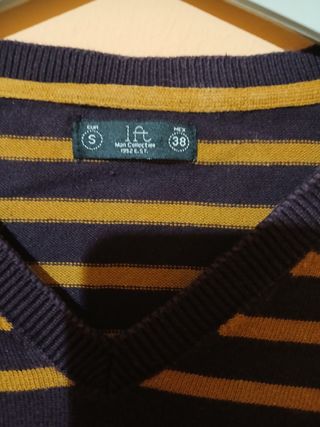 Jersey rayas naranja y fondo marrón - S