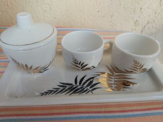 Set caffè porcellana oro-bianco