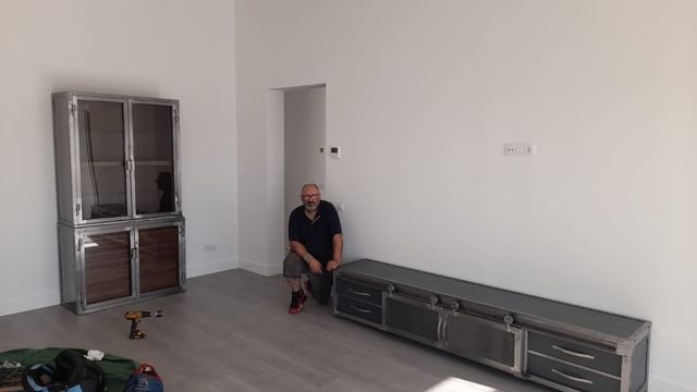 Mueble TV industrial metal-madera