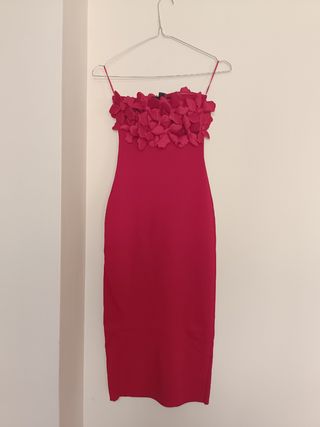 Vestido midi flores punto zara talla S