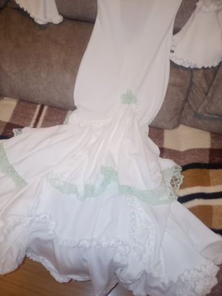 Vestido Flamenco Blanco-Verde