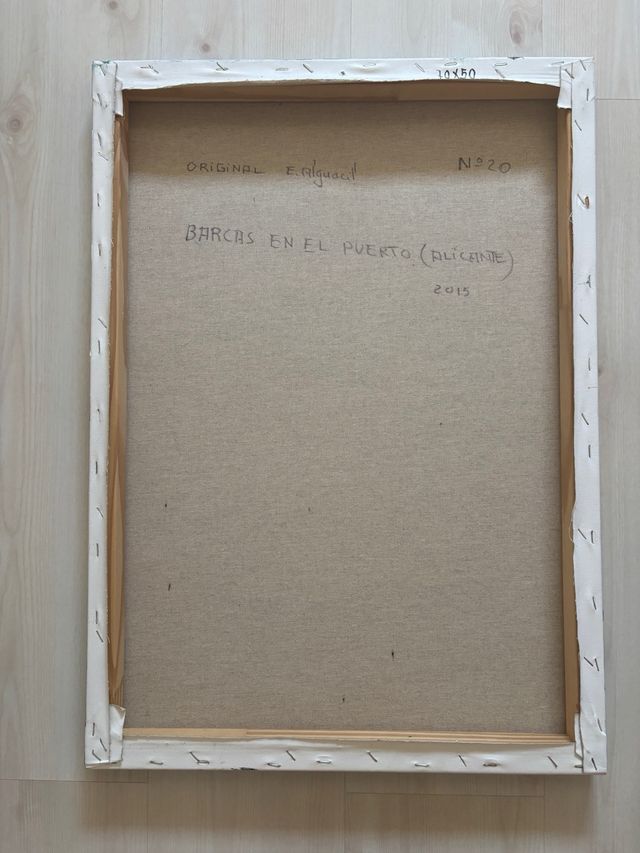 Cuadro original E. Alguacil - Barcas en el Puerto
