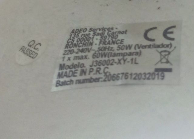 Ventilador techo blanco con luz