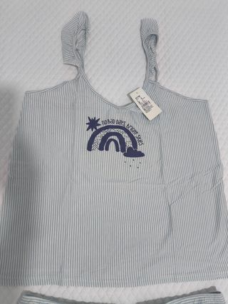Pijama rayado azul y blanco